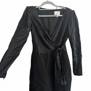 cinq a sept Black Long-Sleeve Wrap Dress